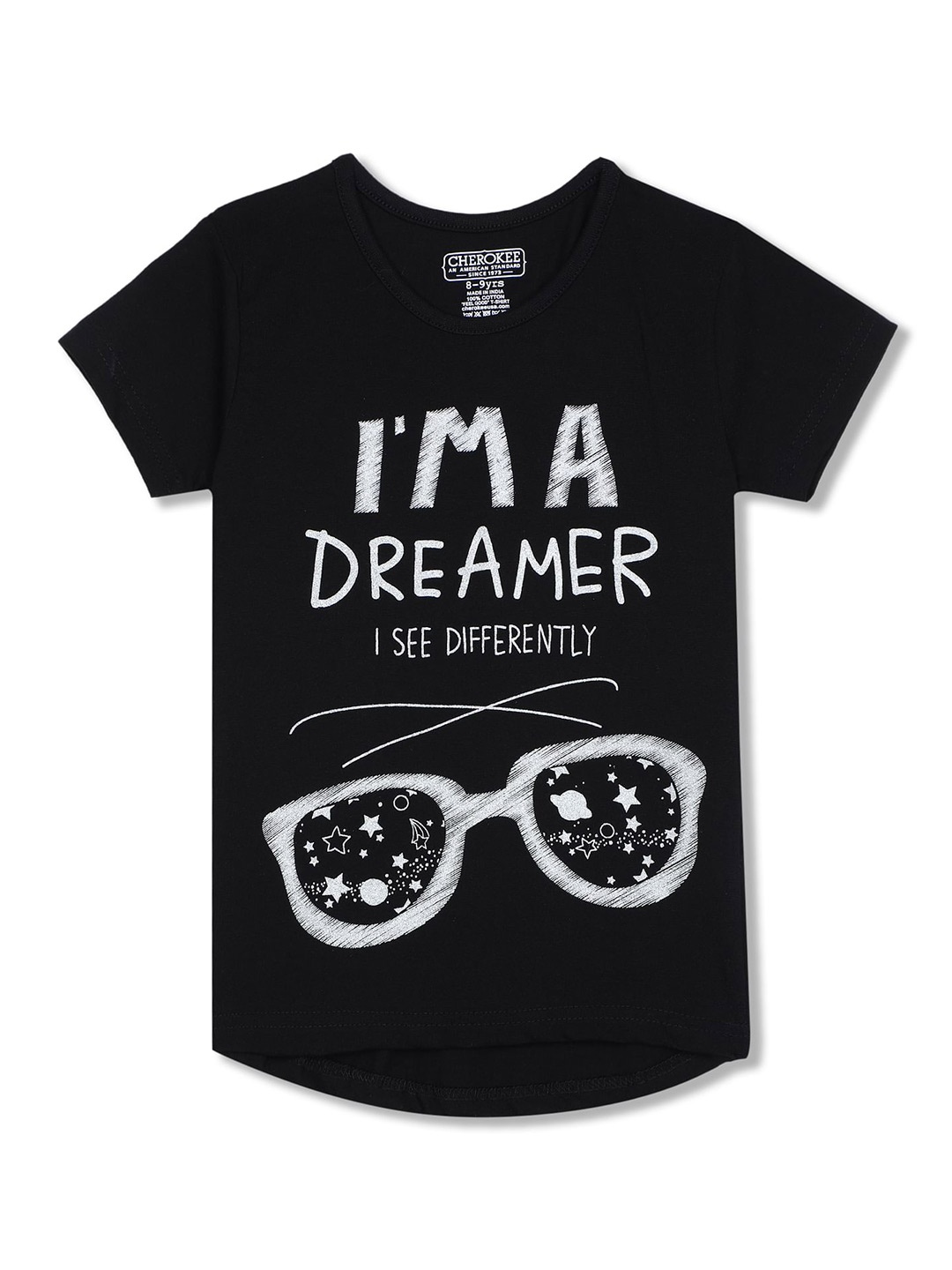 

Cherokee Girls Black Typography Printed T-shirt