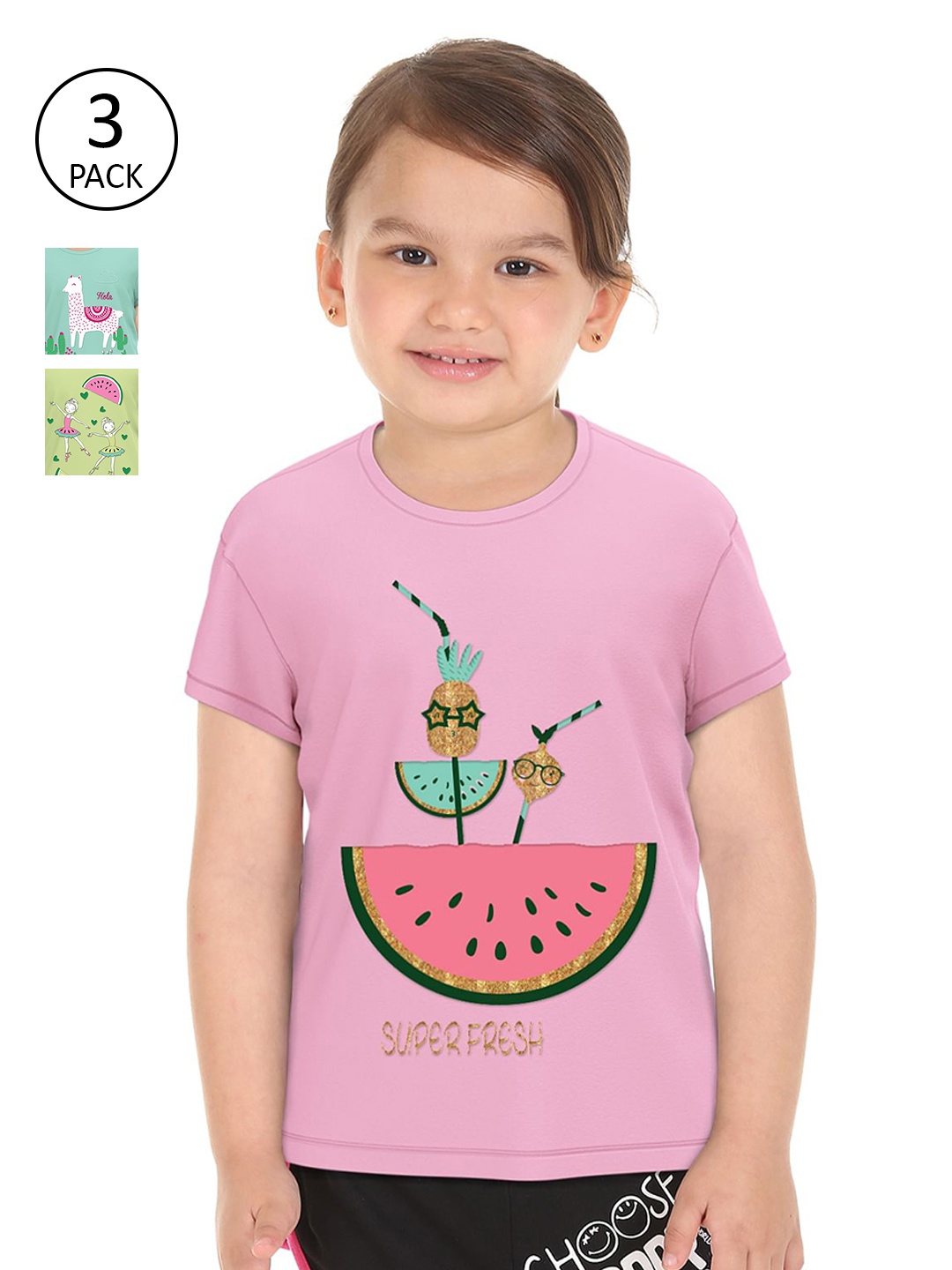 

Donuts Girls Pack of 3 Assorted Printed T-shirt