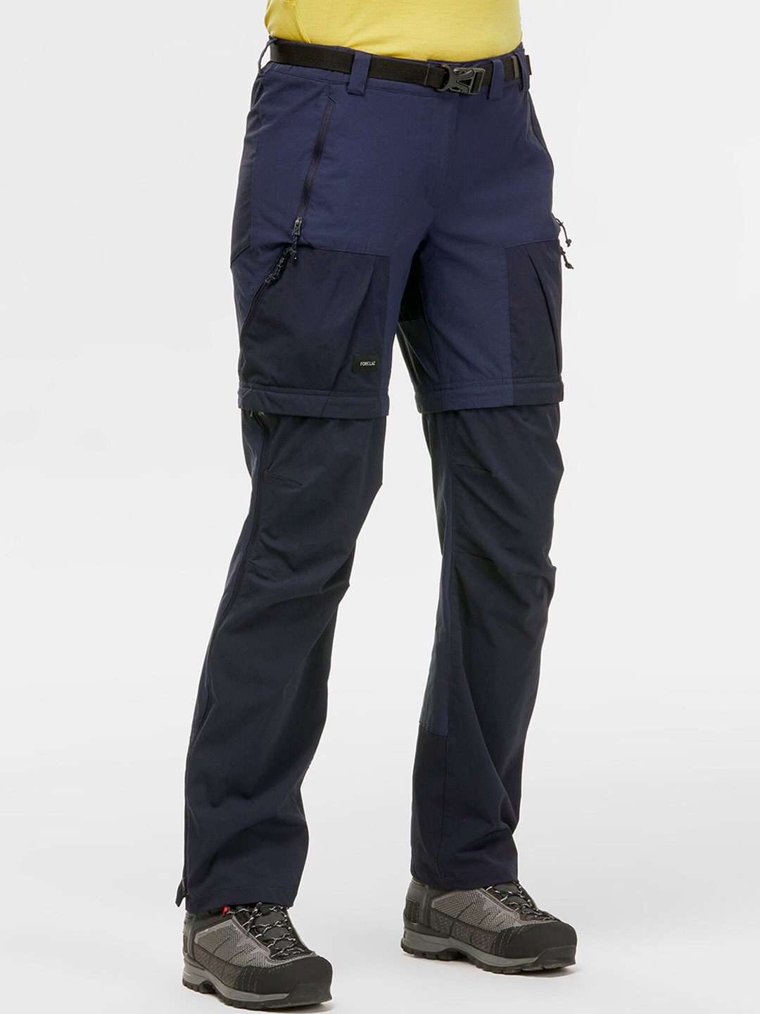 

FORCLAZ By Decathlon Women Navy Blue Mountain Trekking Zip-Off Trousers