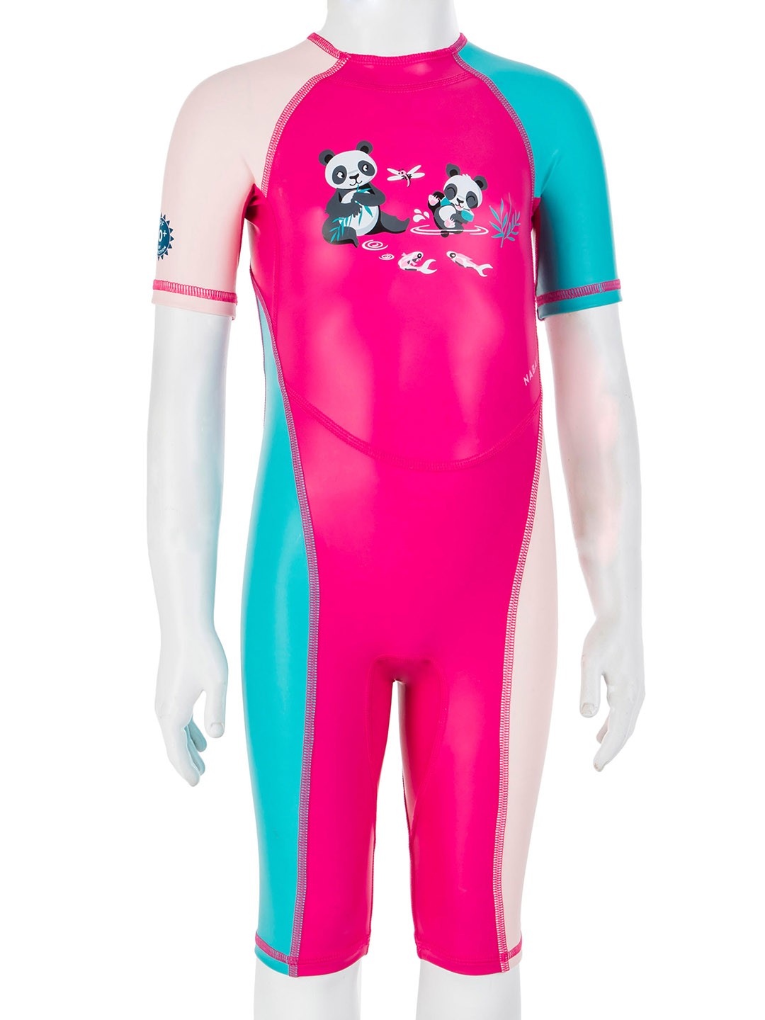 

Nabaiji By Decathlon Girls Pink & Sea Green Printed UV Protection Swimsuit