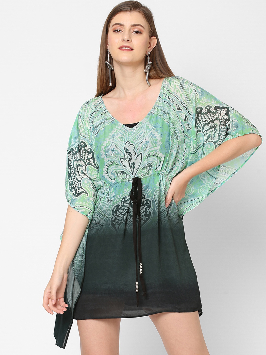 

Cloth Haus India Turquoise Blue Ethnic Motifs Ethnic Kaftan Dress