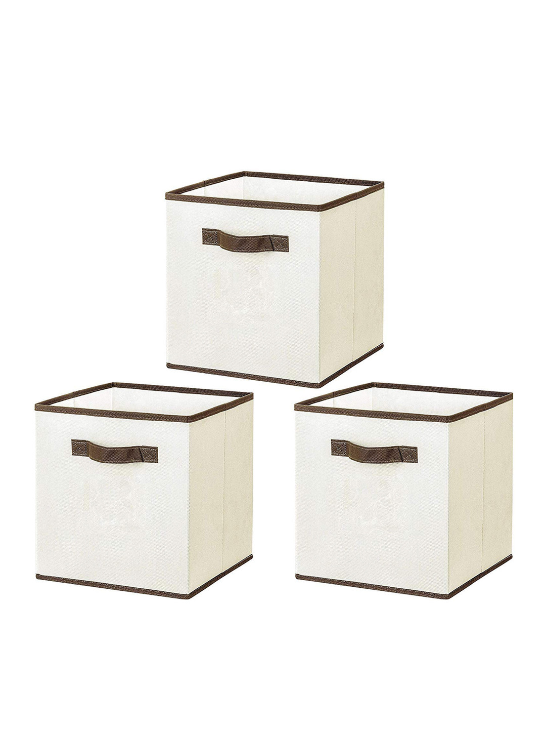 

HOUSE OF QUIRK Set of 3 Beige Solid Foldable Storage Organizer