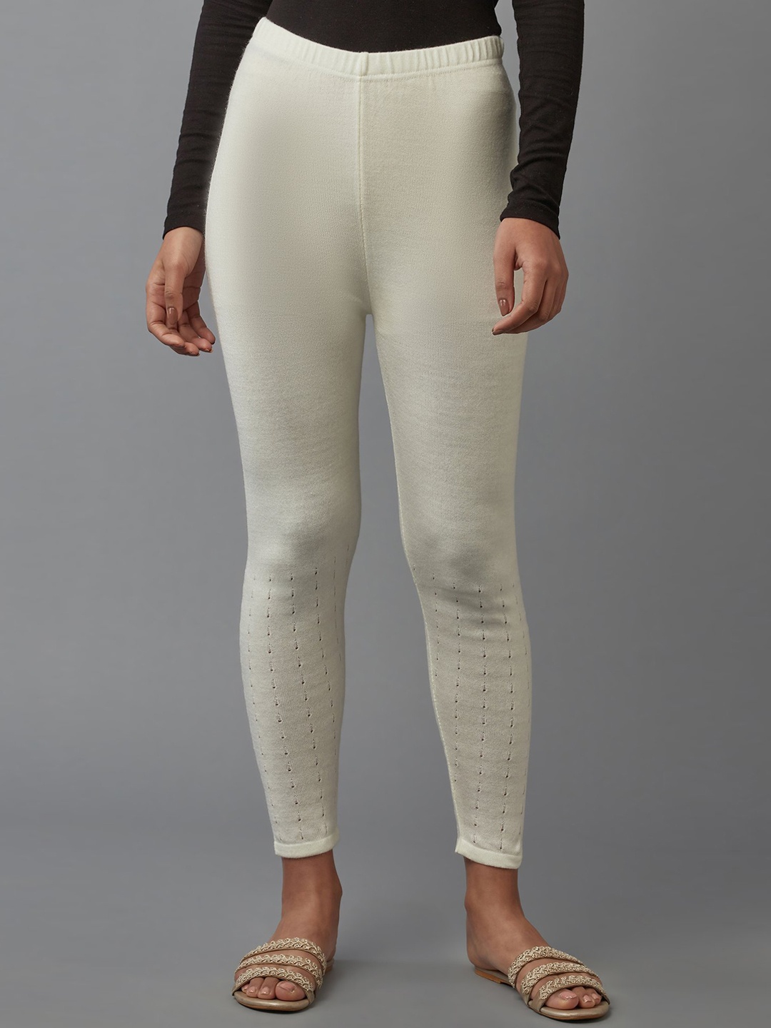 

elleven Women White Solid Acrylic Leggings