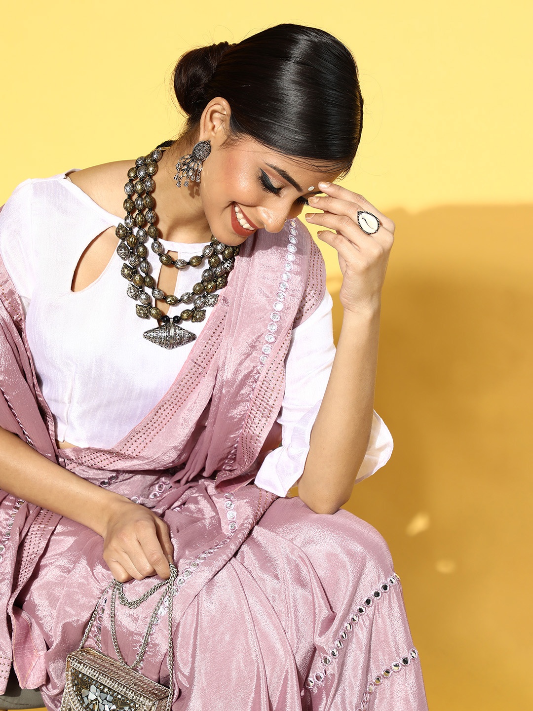 

Mitera Embellished Saree, Mauve