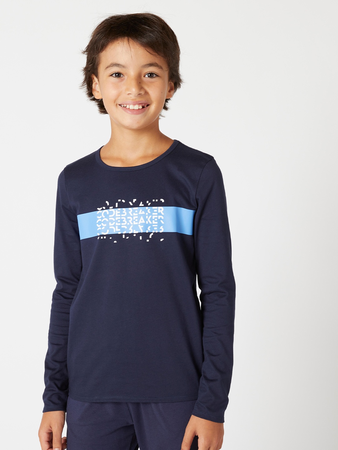 

Domyos By Decathlon Boys Navy Blue Typography Printed T-shirt