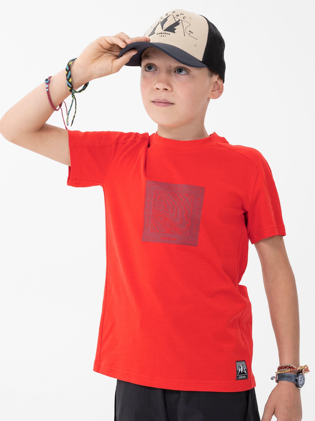 

Quechua By Decathlon Boys Red Printed T-shirt