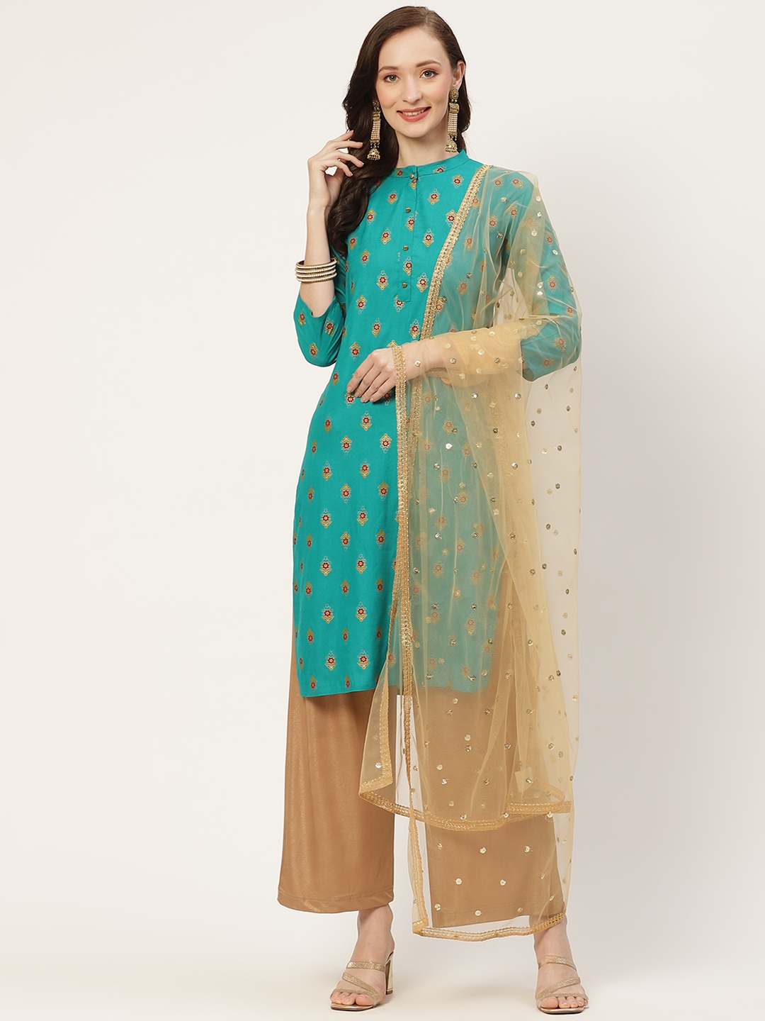 

Studio Shringaar Gold-Toned Embroidered Dupatta