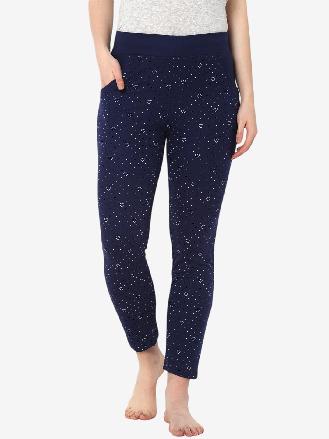 

Alan Jones Women Navy Blue & White Printed Lounge Pants