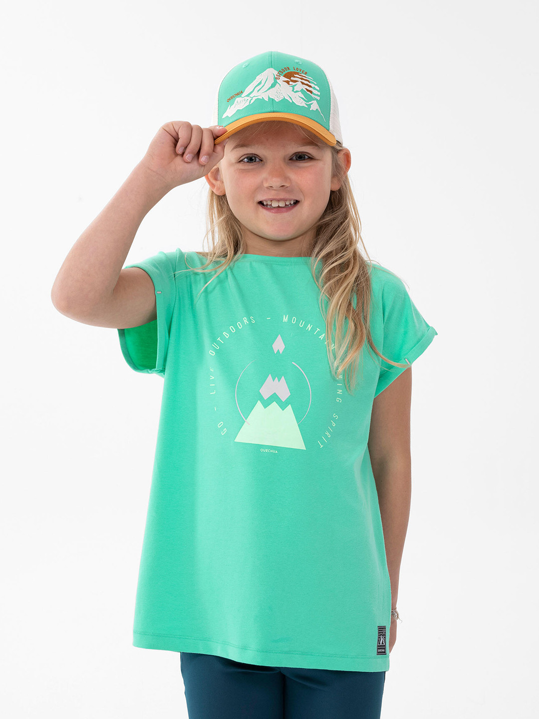 

Quechua By Decathlon Girls Green Printed T-shirt