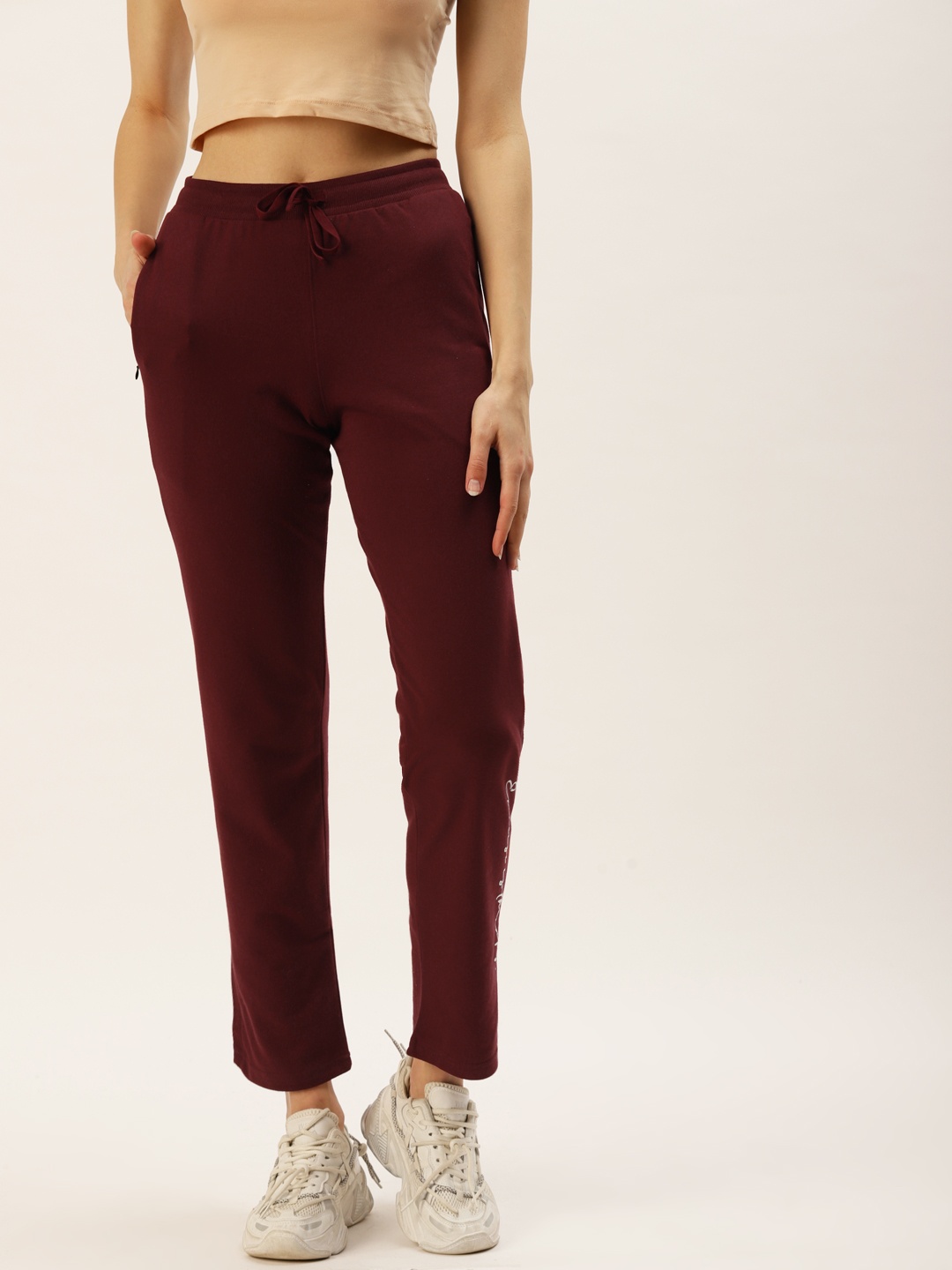 

FEMEA Women Maroon Solid Straight Fit Track Pants