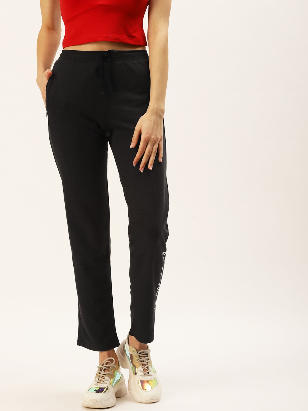 

FEMEA Women Black Solid Straight Fit Track Pants