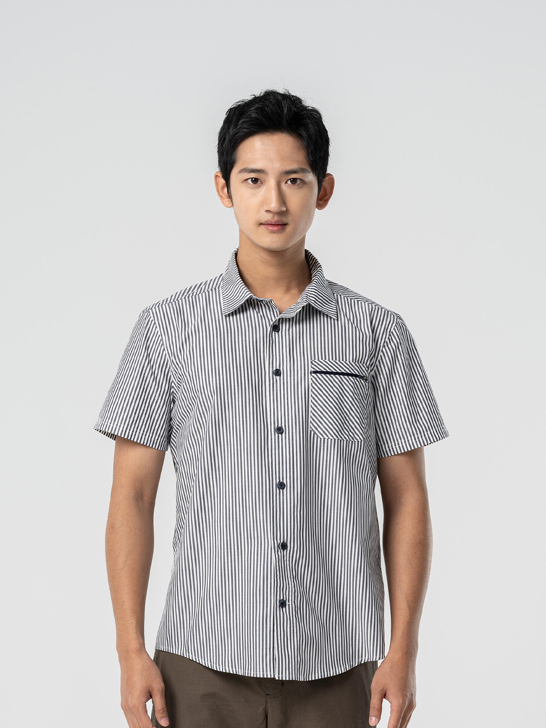 

FORCLAZ By Decathlon Men Blue Striped Casual Hiking and Trekking Shirt