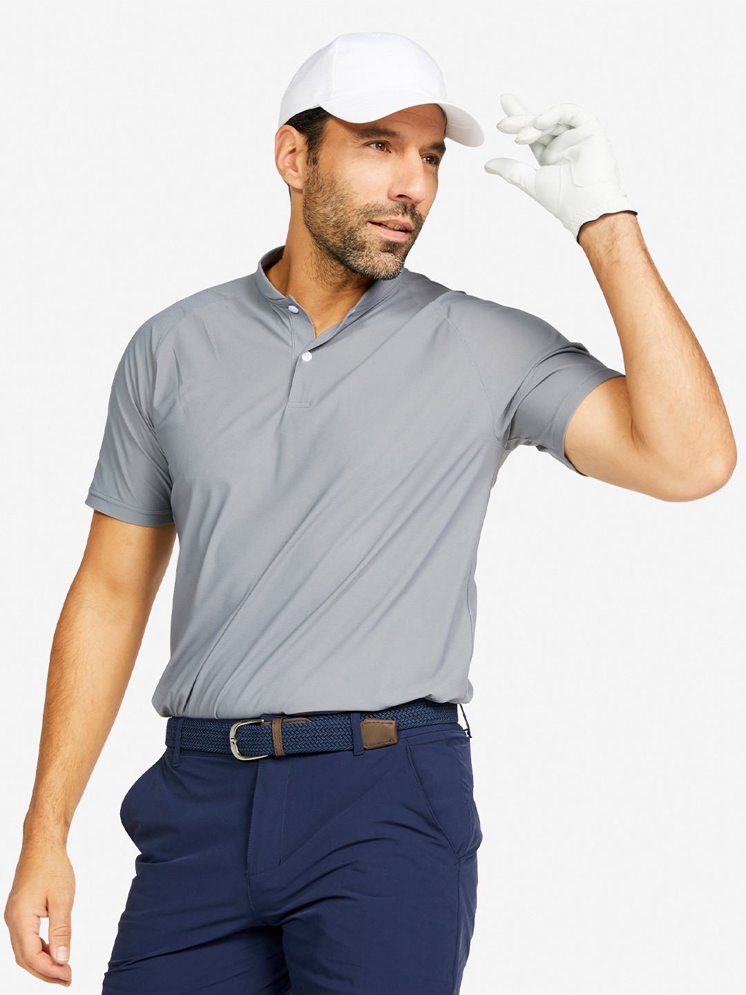 

Inesis By Decathlon Men Grey Lightweight Quick Dry Polo Collar T-Shirt