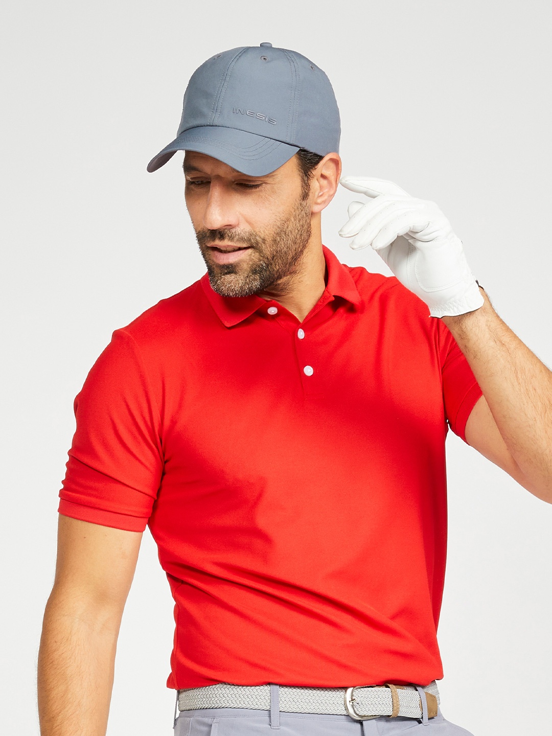 

Inesis By Decathlon Men Red Quick Drying Polo Collar T-Shirt