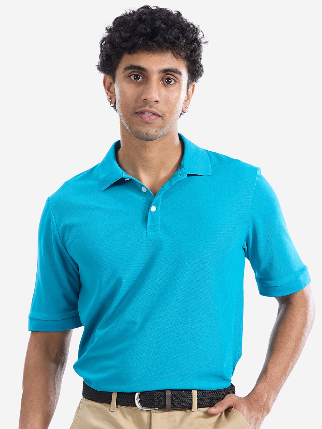 

Inesis By Decathlon Men Blue Quick Drying Polo Collar T-Shirt, Turquoise blue