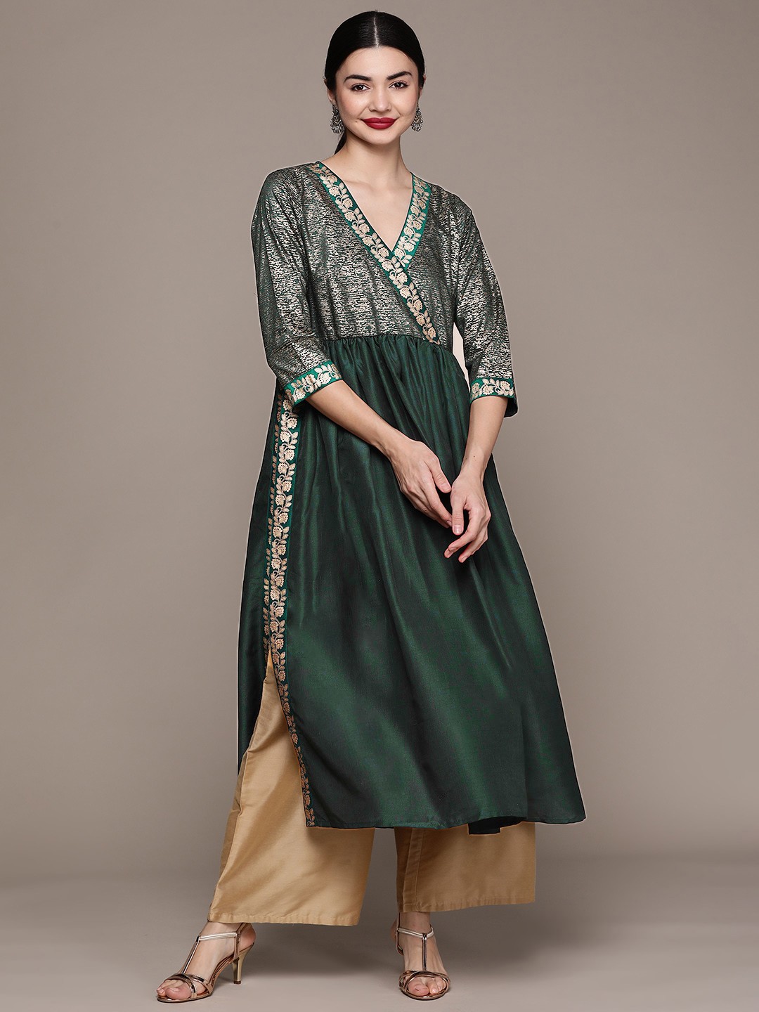 

ZIYAA Women Green Ethnic Motifs Printed Kurta