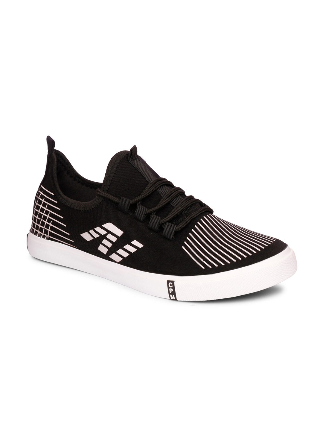 

CIPRAMO SPORTS Men Black & White Striped Slip-On Sneakers