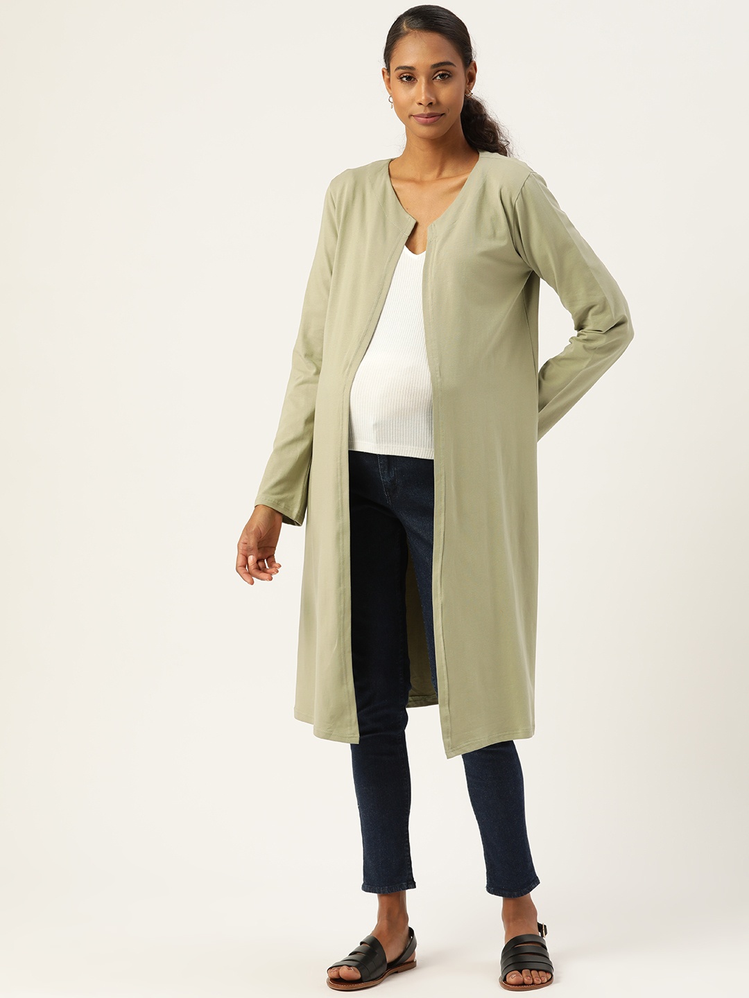 

The Vanca Women Green Solid Maternity Longline Shrug