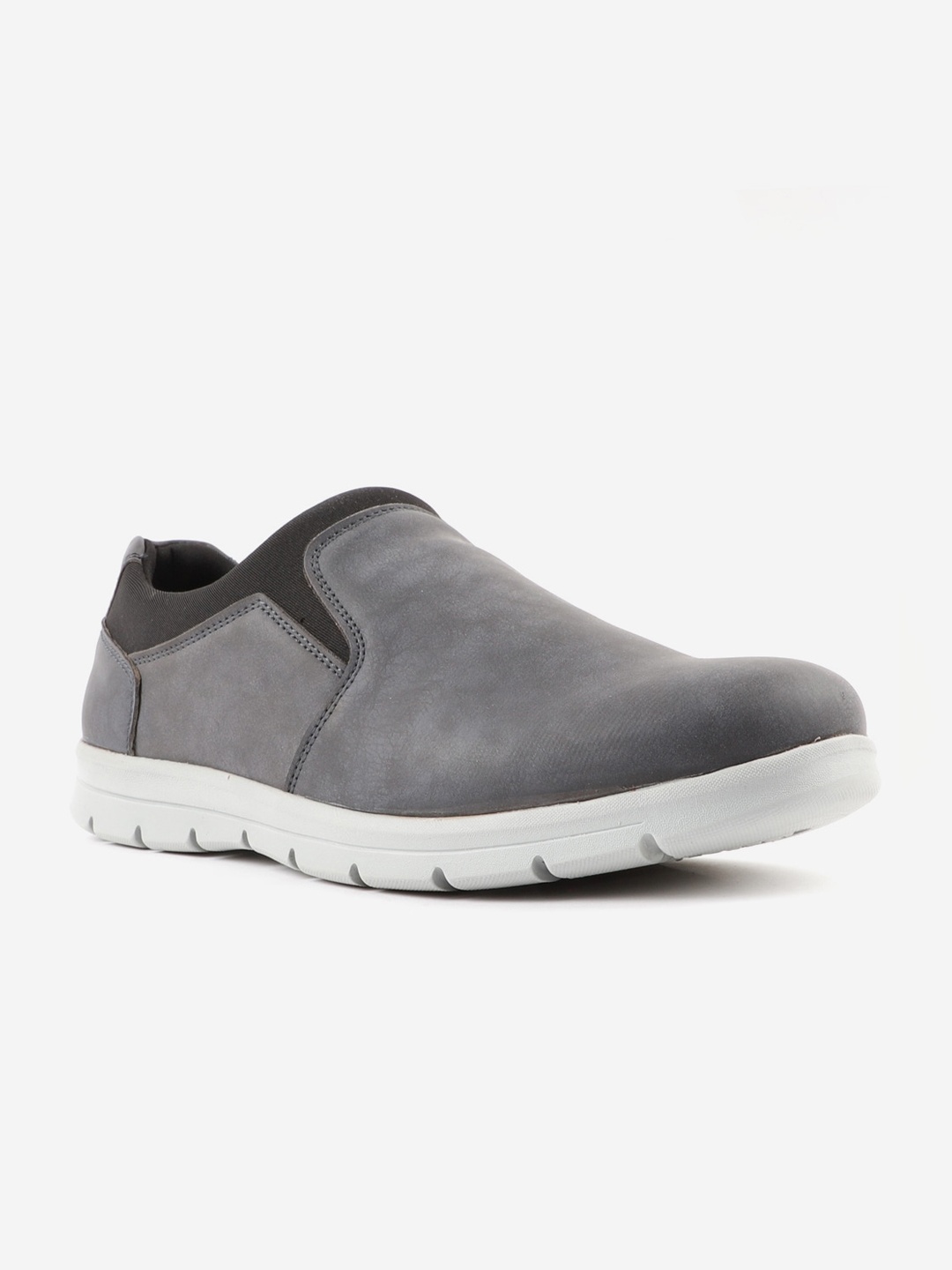 

Carlton London Men Grey Solid Lightweight Slip-On Sneakers