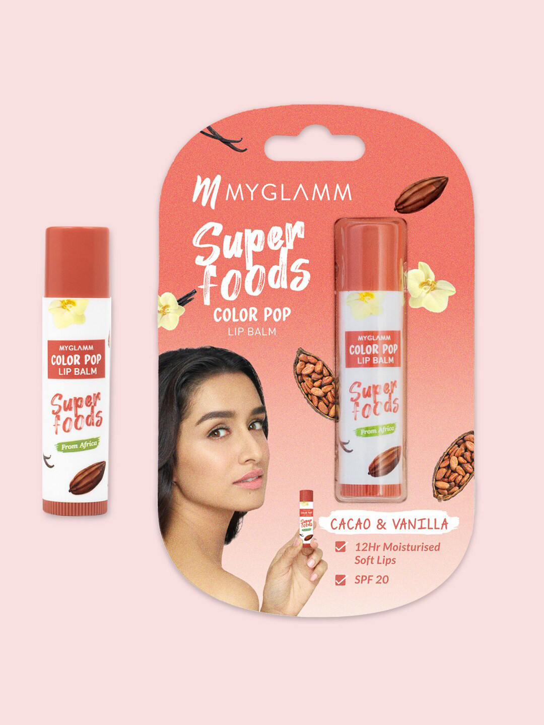 

MyGlamm Color Pop Lip Balm - Cacao & Vanilla, Peach
