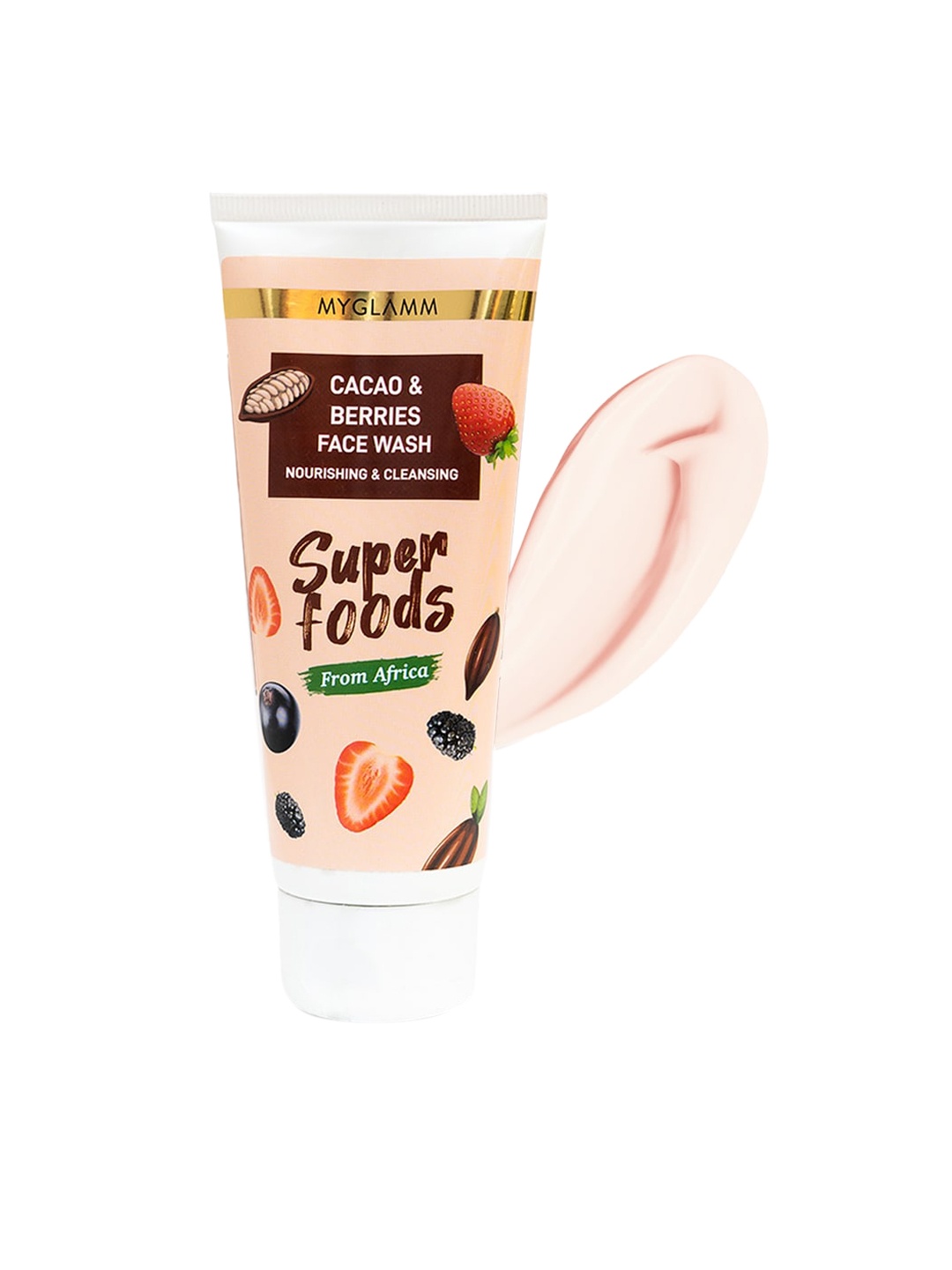 

MyGlamm Superfoods Cacao & Berries Face Wash - 100 g, Peach