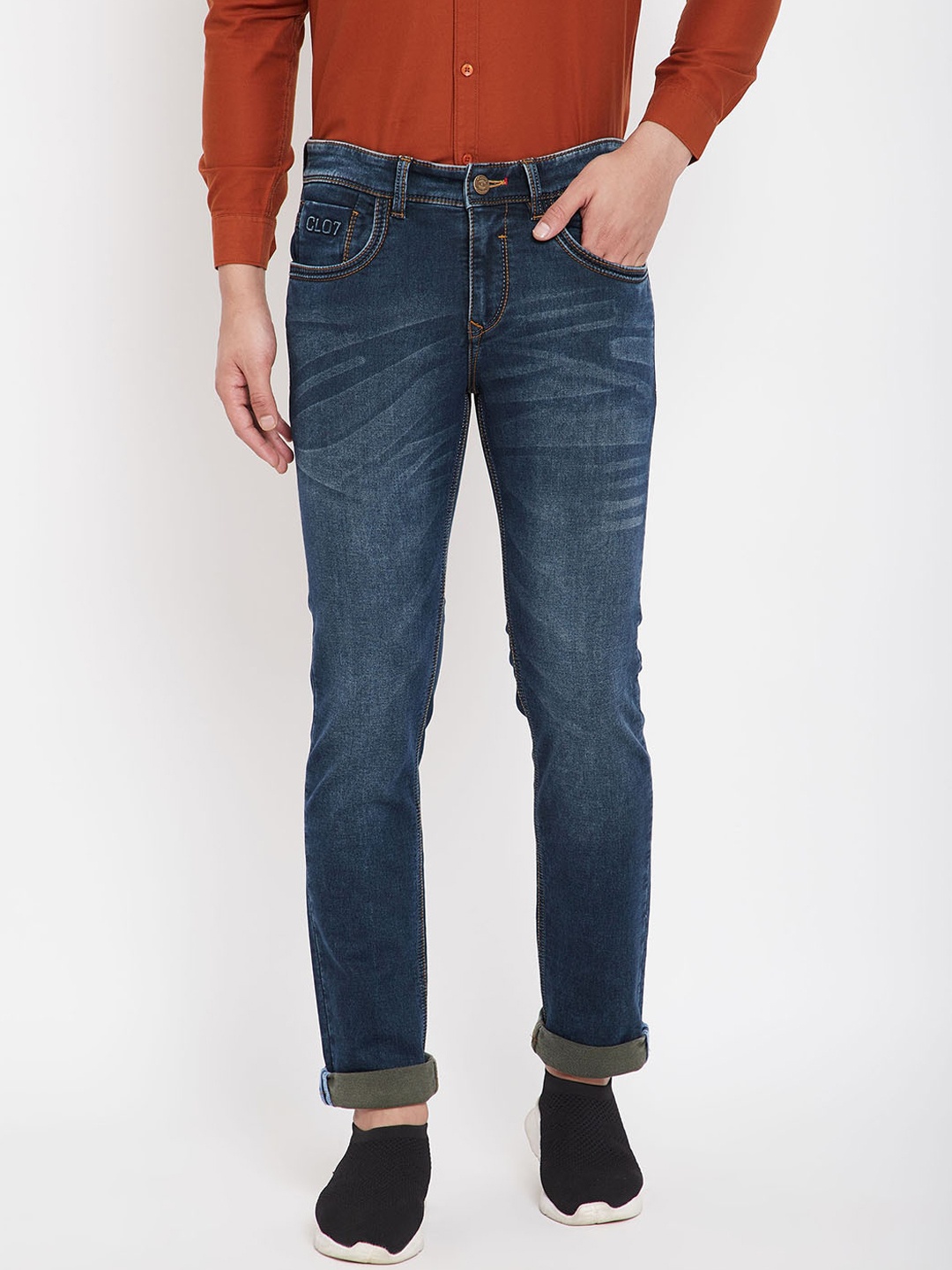 

Canary London Men Blue Smart Slim Fit Low-Rise Low Distress Light Fade Stretchable Jeans