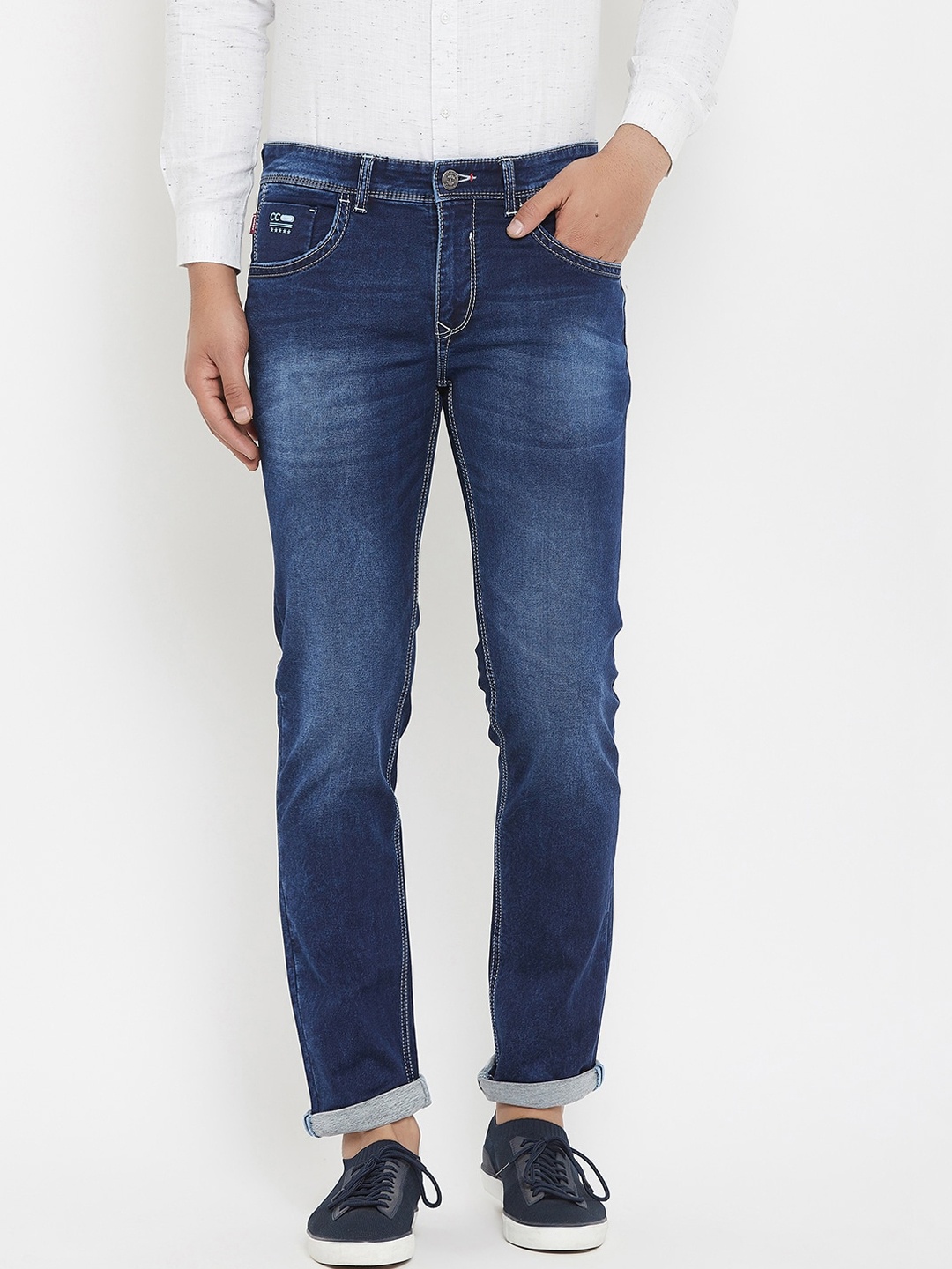 

Canary London Men Blue Smart Slim Fit Low-Rise Light Fade Stretchable Jeans