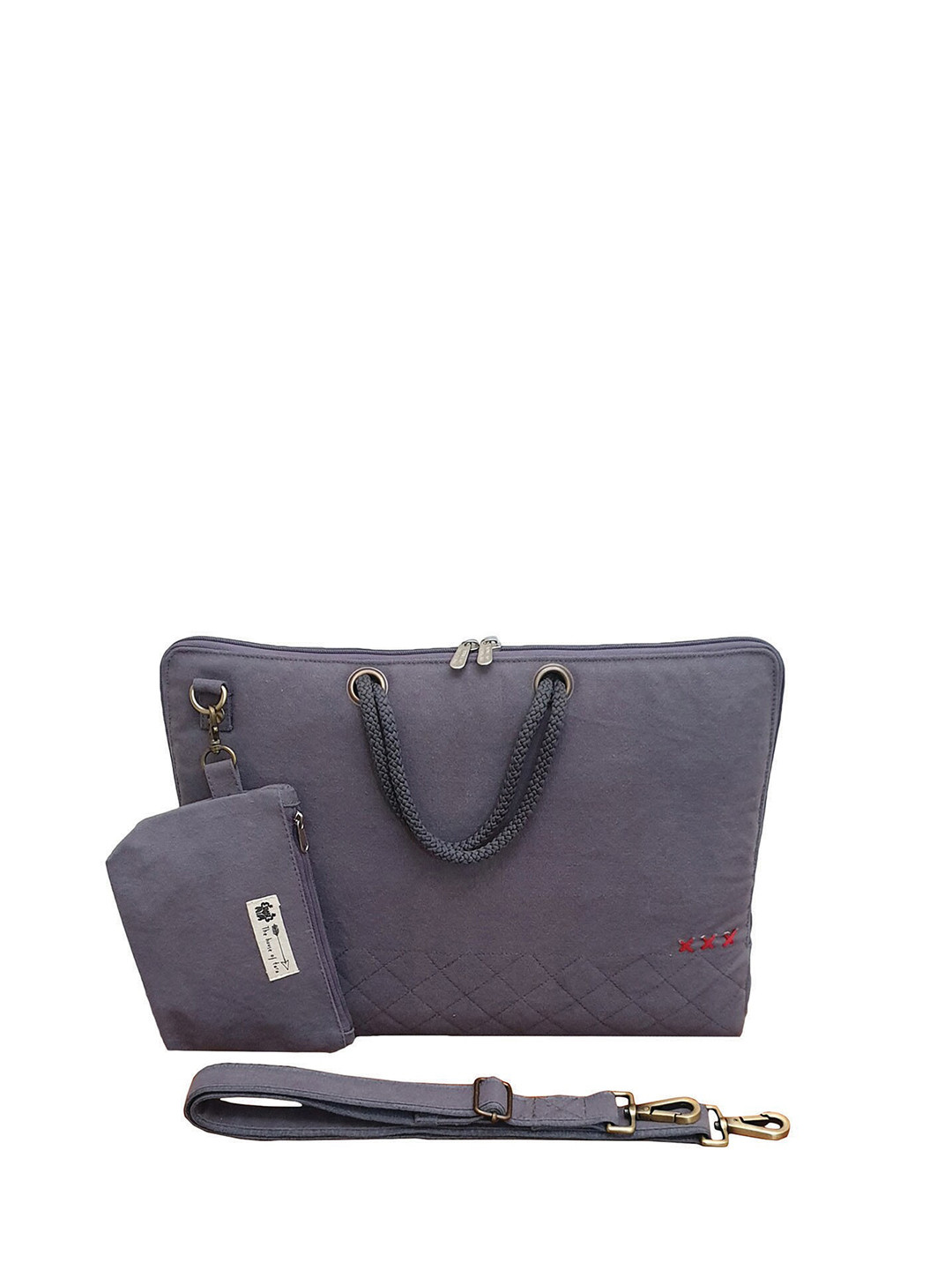 

The House of Tara Unisex Purple Textured Messenger Bag with Detachable Zip Pouch
