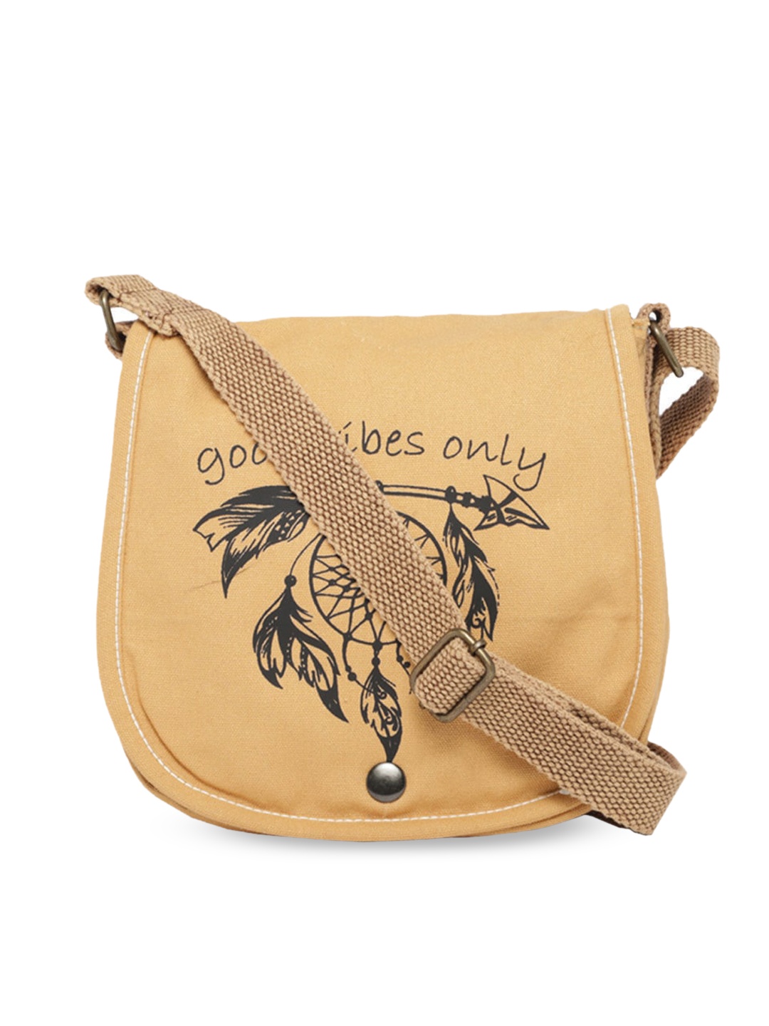 

The House of Tara Beige Boho Printed Structured Sling Bag
