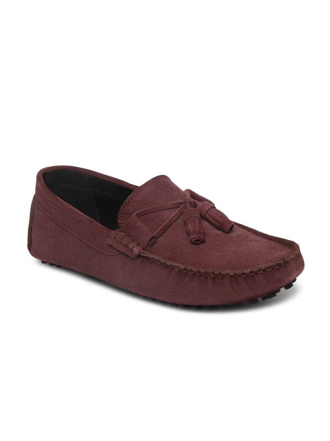 

MONKS & KNIGHTS Men Burgundy Lightweight Suede Loafers