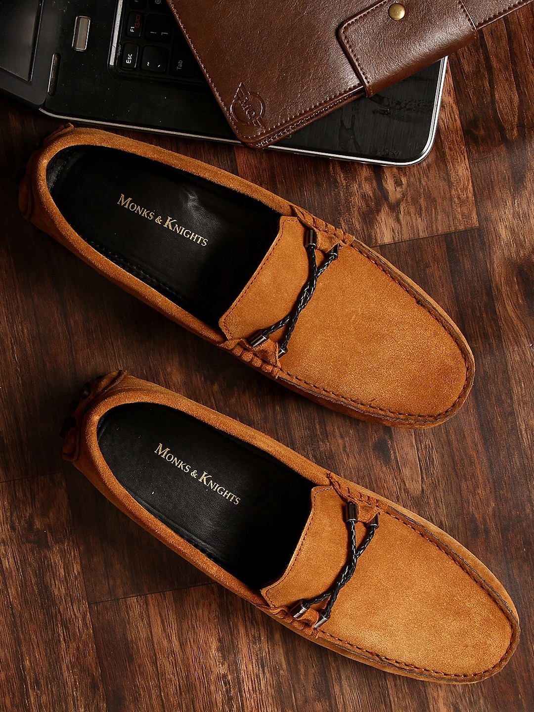 

MONKS & KNIGHTS Men Tan Suede Loafers