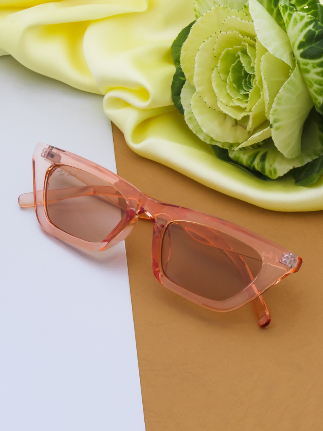 

Ted Smith Women Brown Lens & Brown Cateye Sunglasses with UV Protected Lens