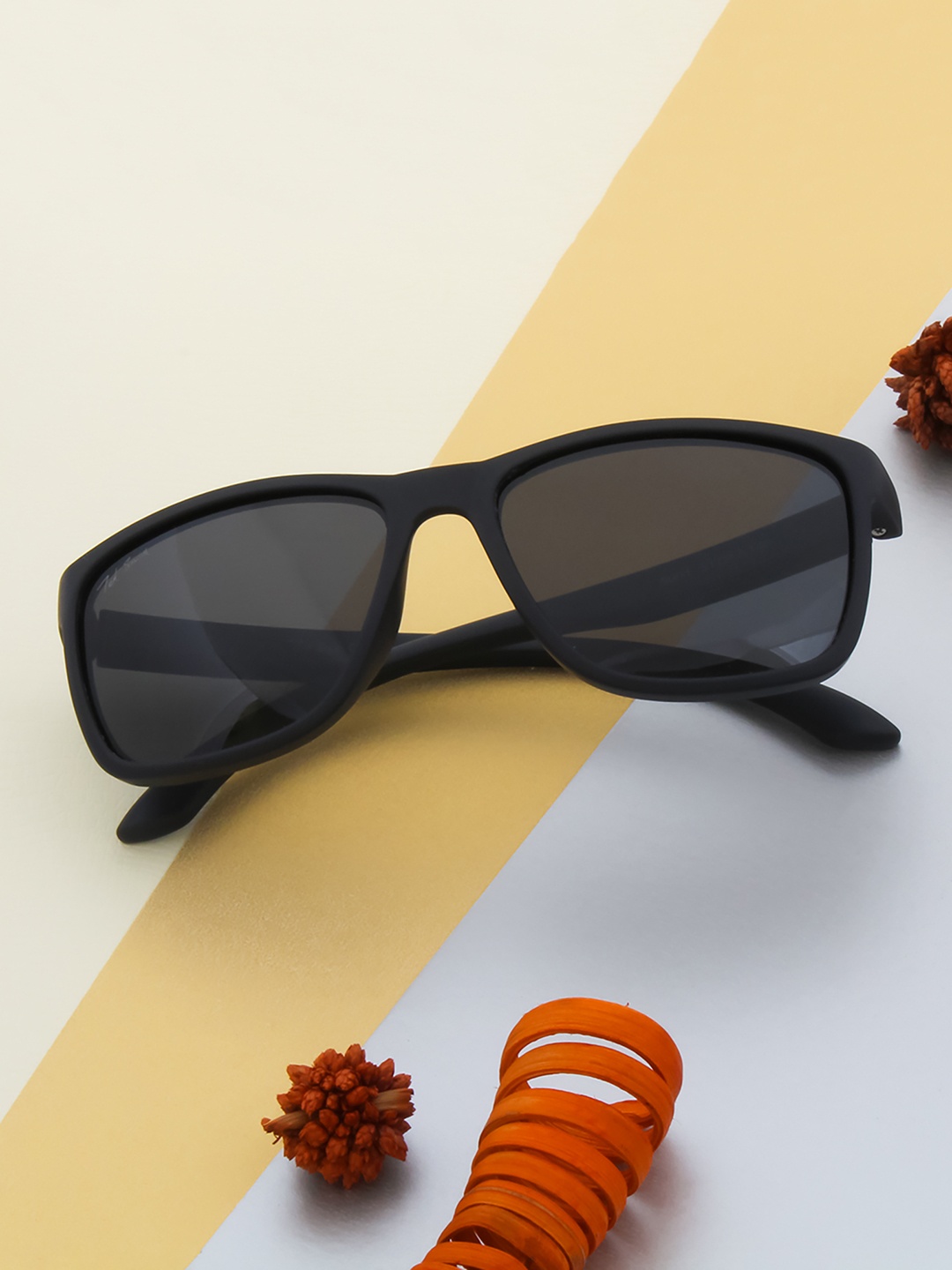 

Ted Smith Unisex Blue Lens & Black Wayfarer Sunglasses with Polarized Lens