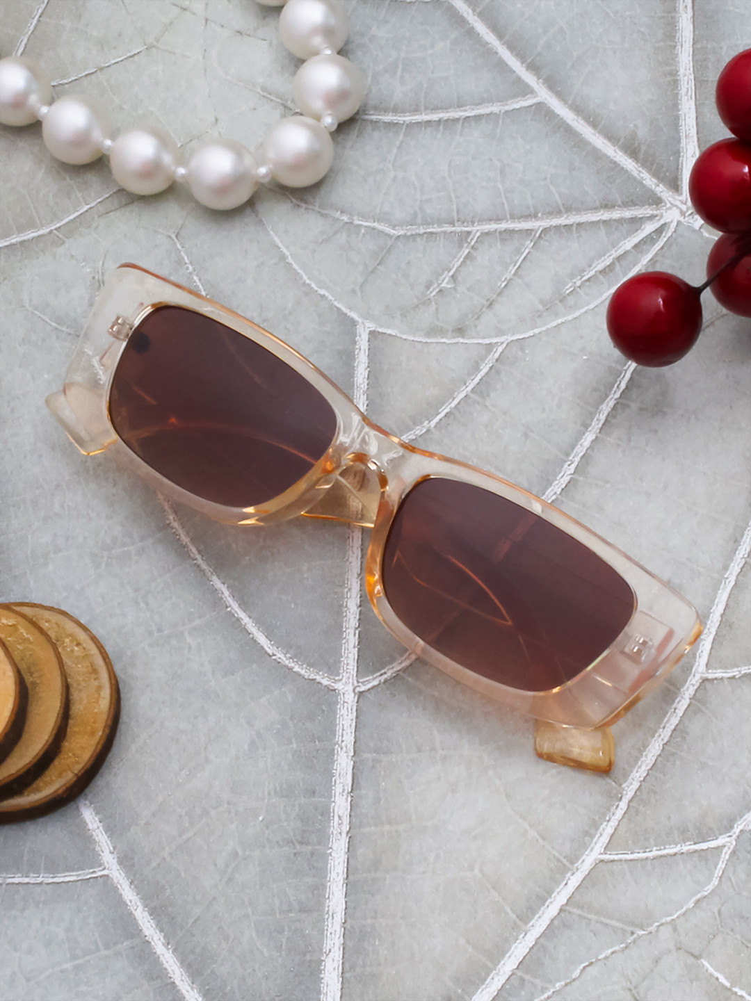 

Ted Smith Unisex Brown Rectangle Sunglasses With UV Protected Lens