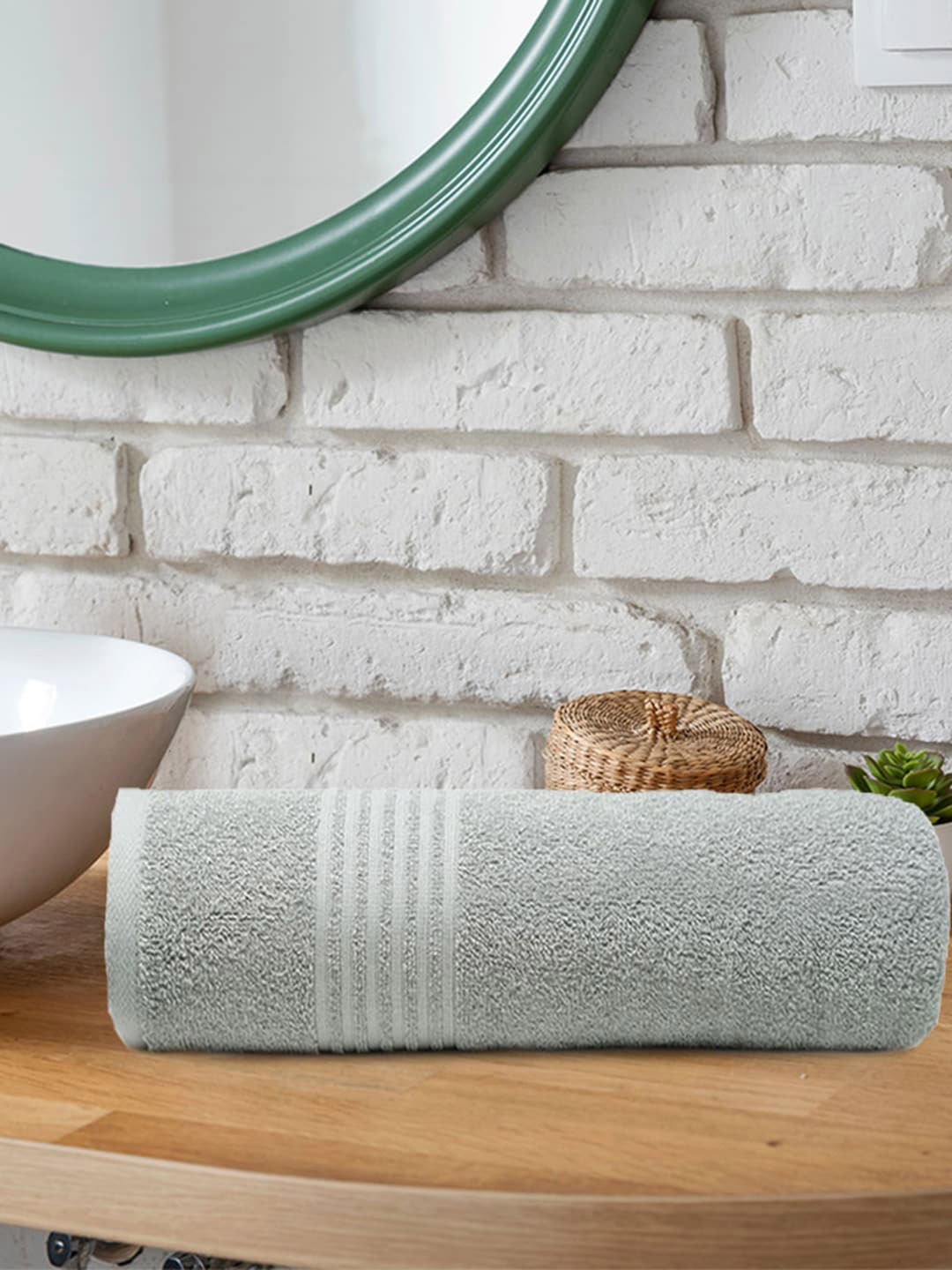 

Trident Grey Solid 380 GSM Cotton Blend Bath Towel