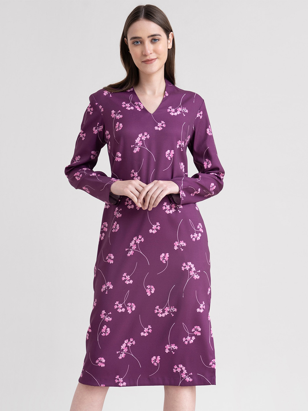 

FableStreet Women Purple Formal Shirt Dress