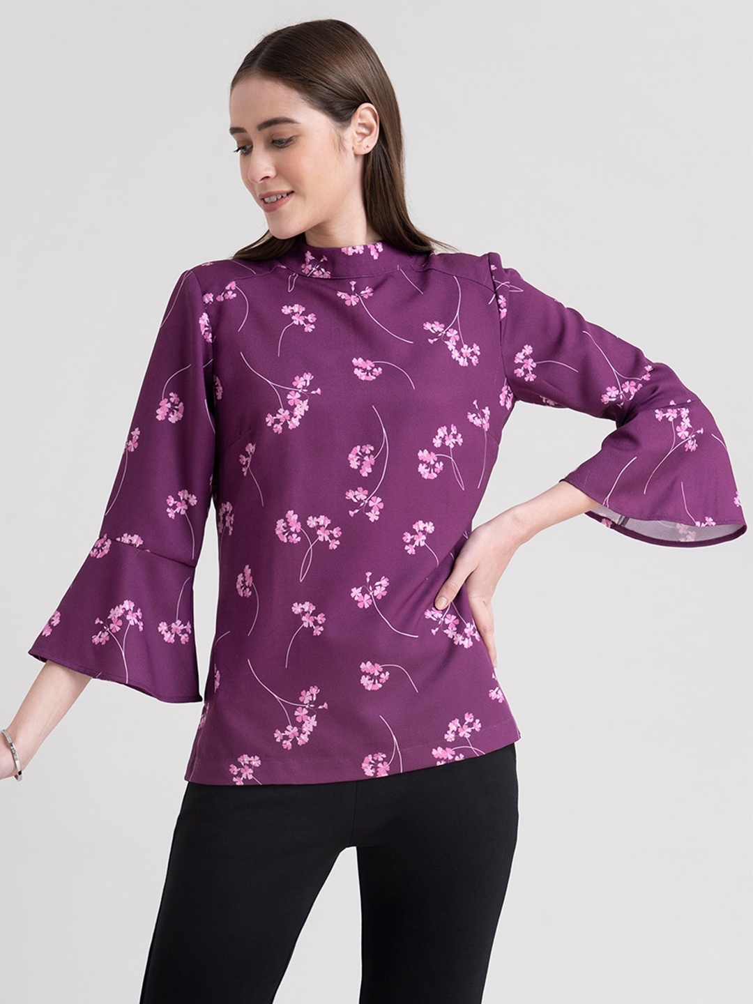 

FableStreet Purple Floral Print Top
