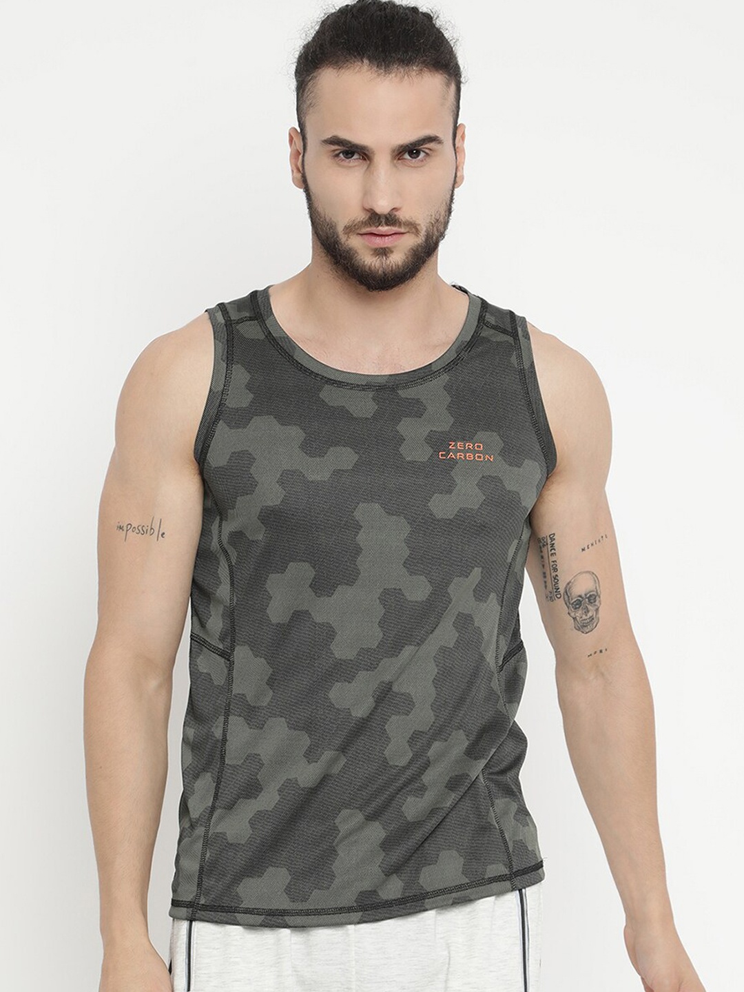 

V2 Value & Variety Men Olive Green Printed Basic Innerwear Vest