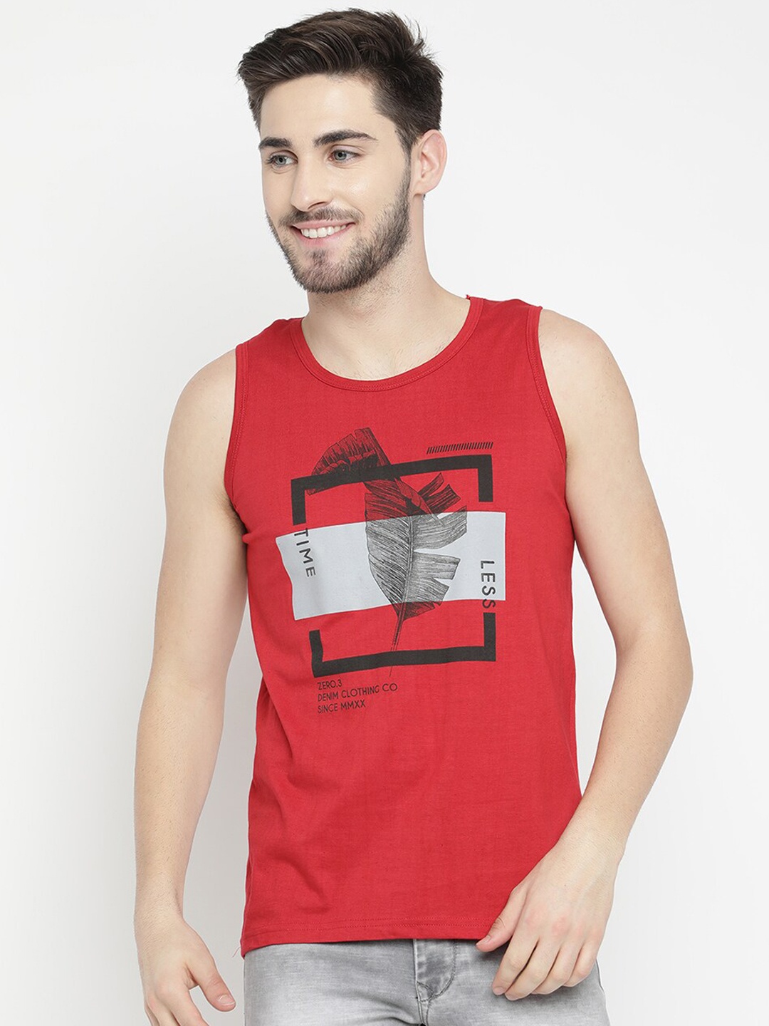 

V2 Value & Variety Men Maroon Printed Cotton Innerwear Vest