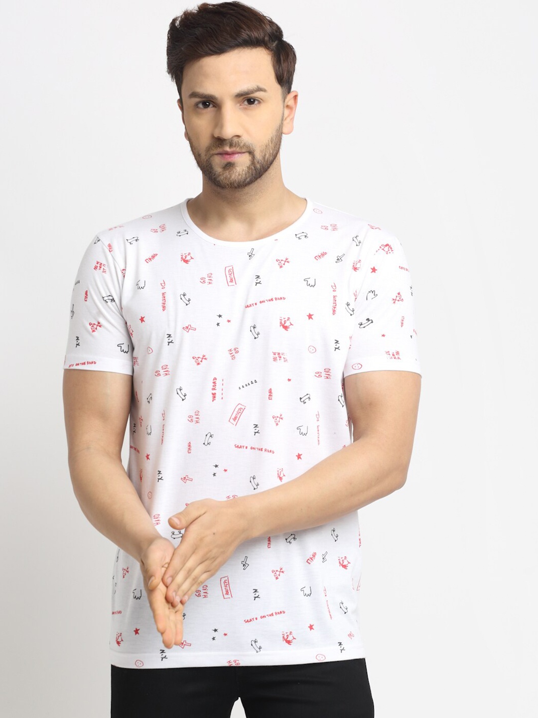 

MACK JONNEY Men White Printed T-shirt