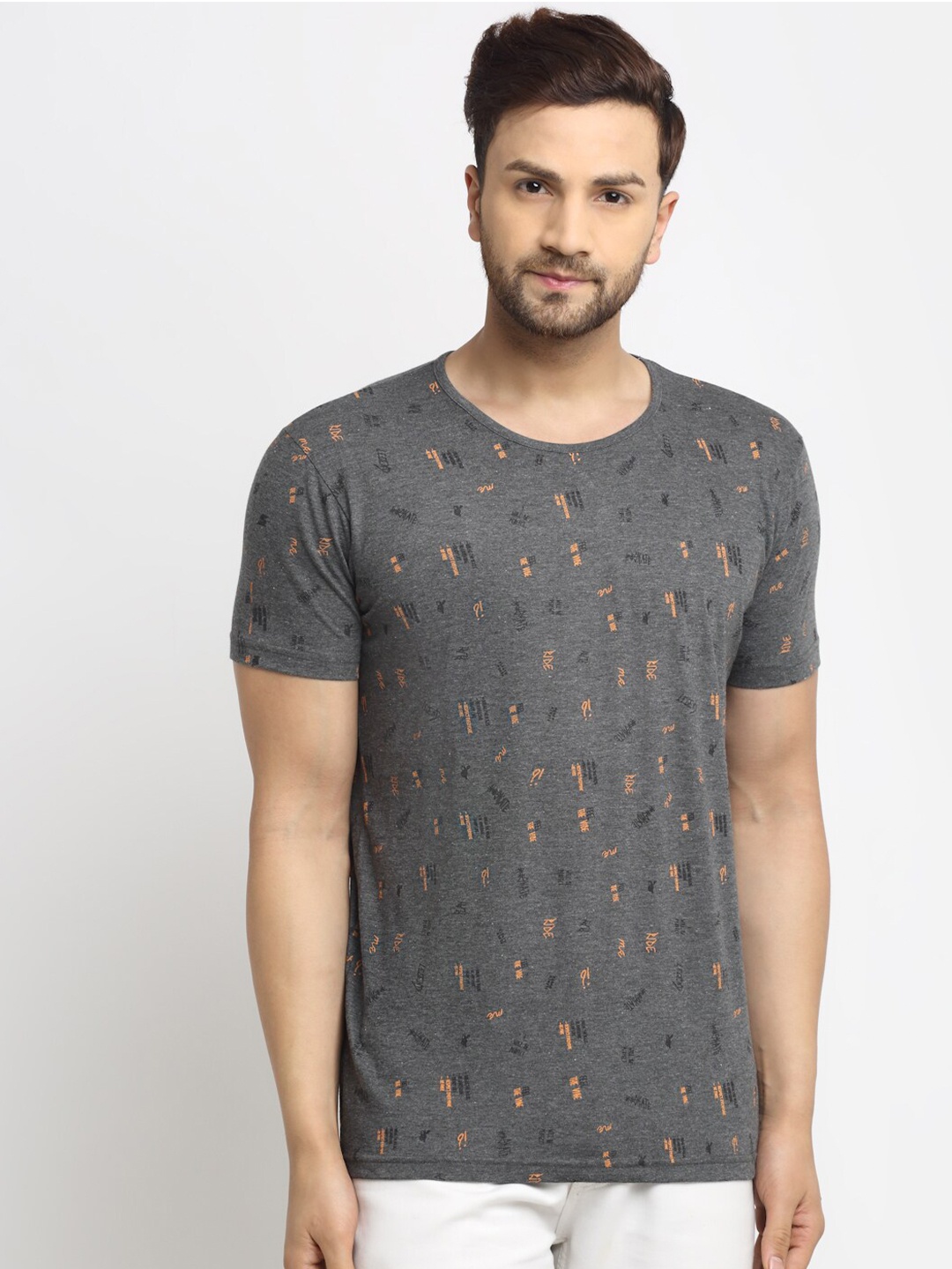 

MACK JONNEY Men Grey Printed T-shirt