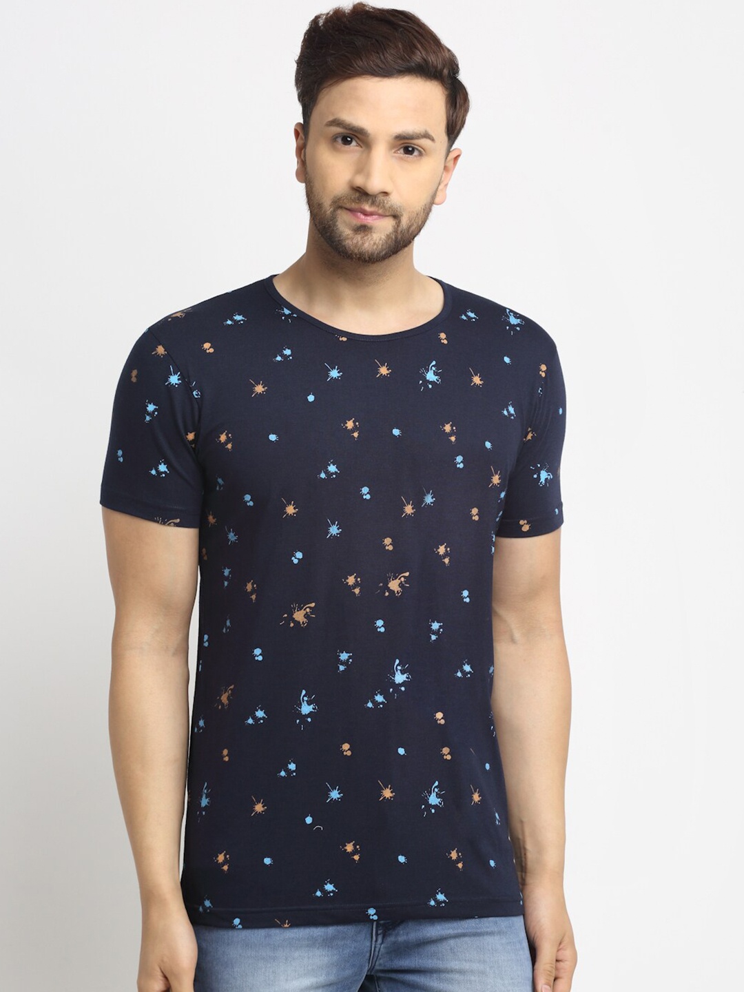 

VIMAL JONNEY Men Navy Blue Printed T-shirt