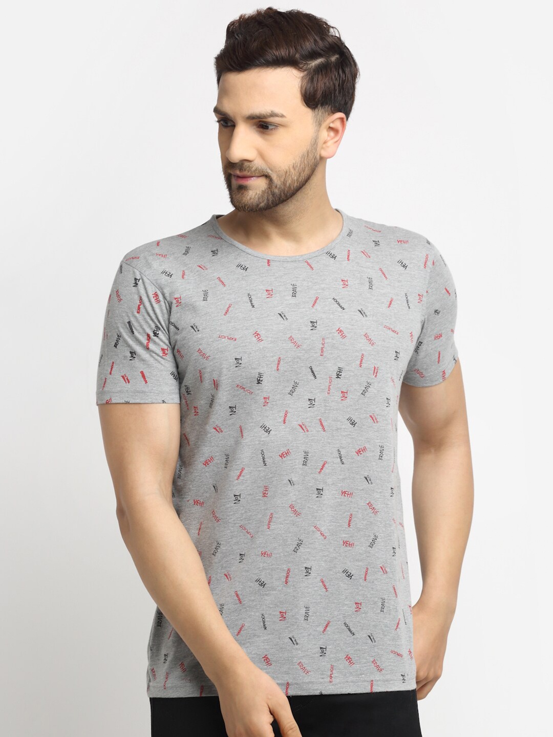 

VIMAL JONNEY Men Grey Printed T-shirt