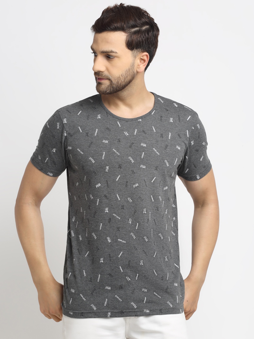 

MACK JONNEY Men Grey Printed T-shirt