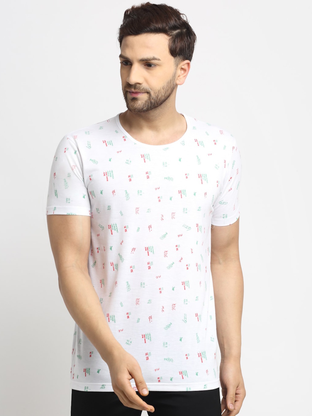 

MACK JONNEY Men White Printed T-shirt