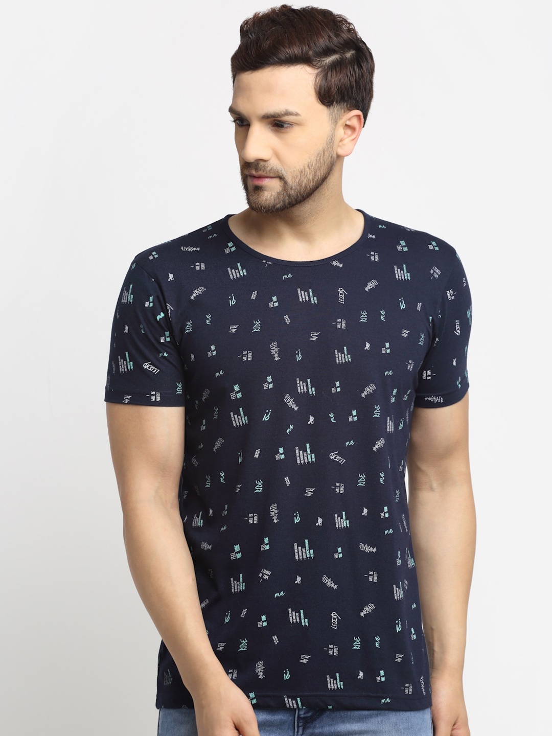 

VIMAL JONNEY Men Navy Blue Printed T-shirt