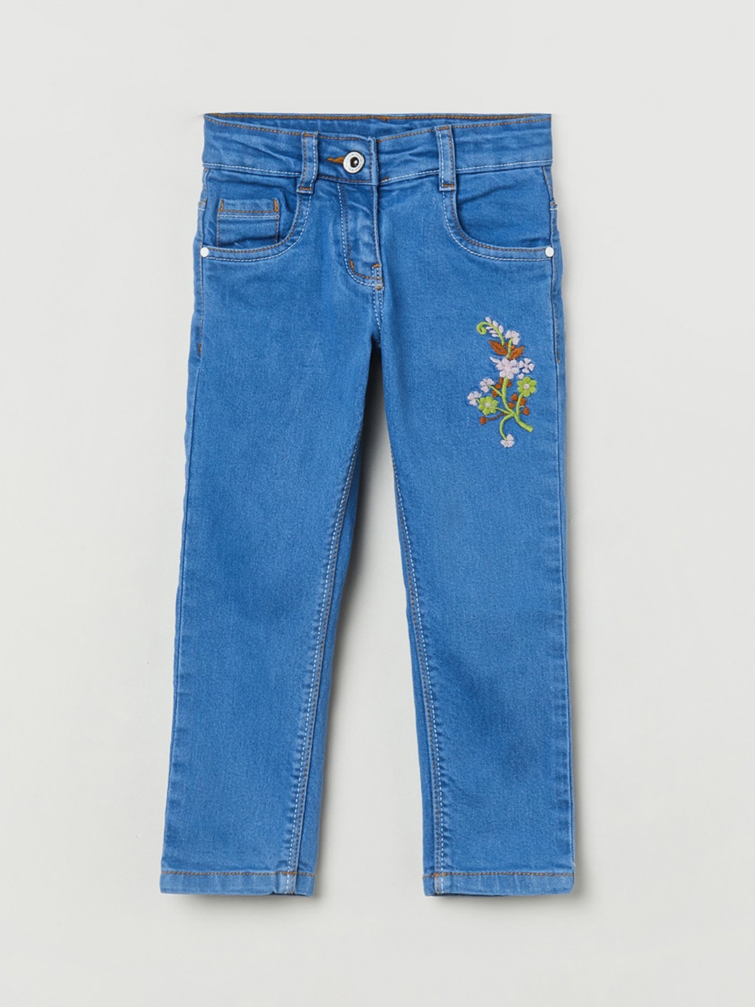 

max Girls Blue Regular Fit Embroidered Detail Stretchable Jeans