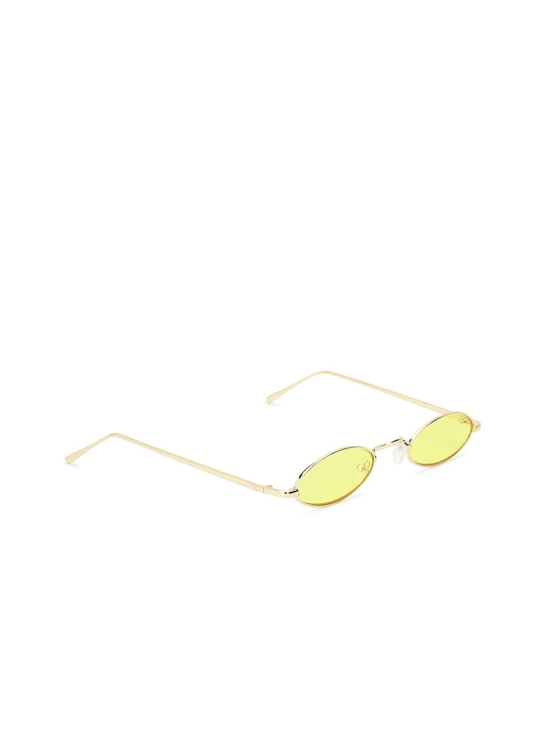 

FOREVER 21 Women Yellow Lens & Gold-Toned Oval Sunglasses with Regular Lens