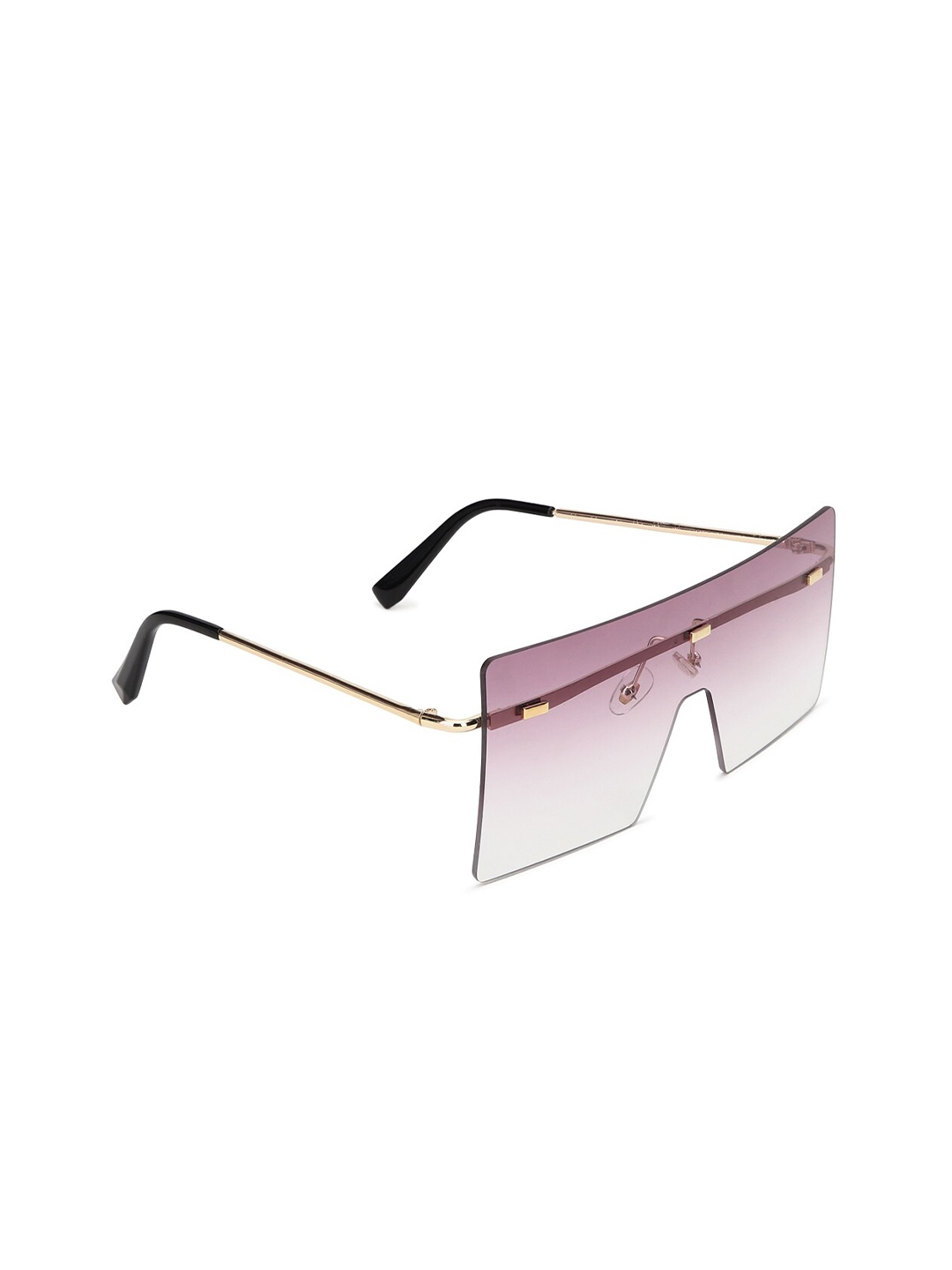 

FOREVER 21 Women Lens Pink & Gold-Toned Shield Sunglasses