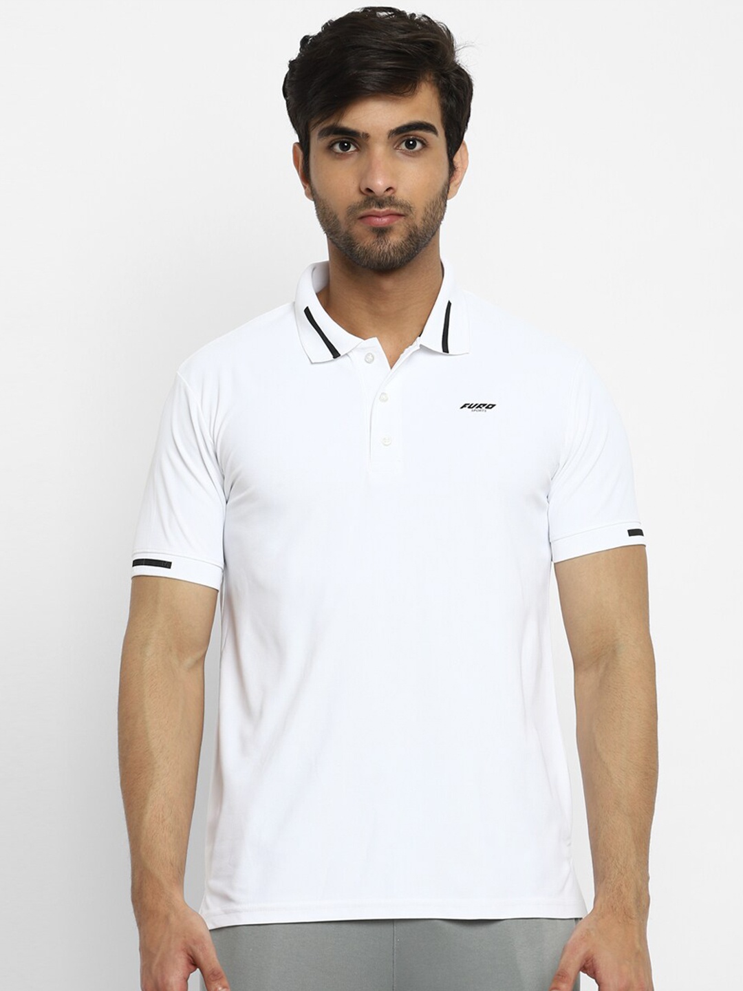 

FURO by Red Chief Men White Regular Fit Polo Collar Cotton T-shirt